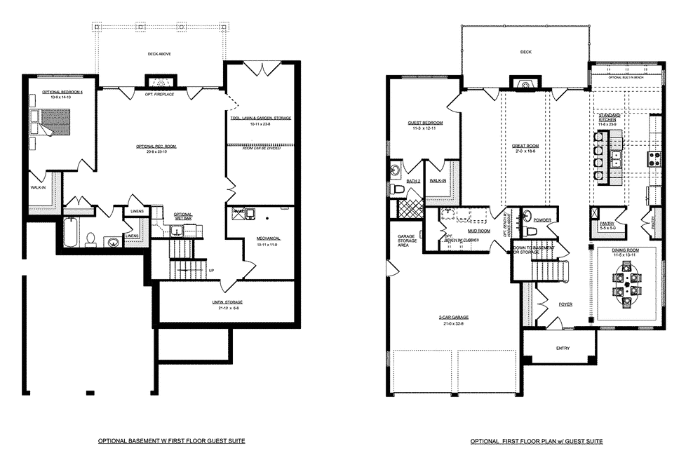Basement plan for the Lynnhaven home plan from Craig Builders